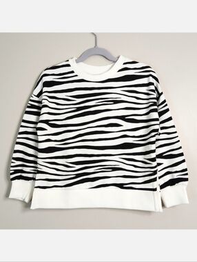 Mango Girls Black & White Zebra Print Sweatshirt, Size 5/6 ~ NWT